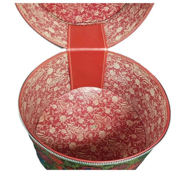 Vtg 60s/70s Multicolor Floral Wig Tote/Hatbox, Storage Travel Case 1970s 1960s - Picture 5 of 10